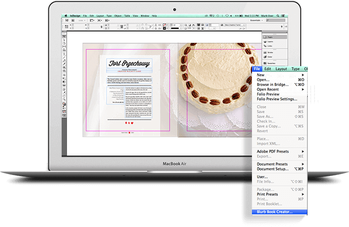 Ejemplo de pantalla del plugin de Adobe InDesign para maquetación de libros.